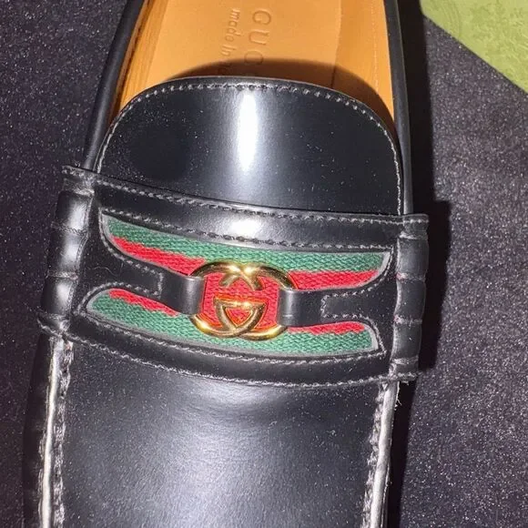 Brand new Gucci Men's Kaveh Double G Loafers Black leather size 7.5